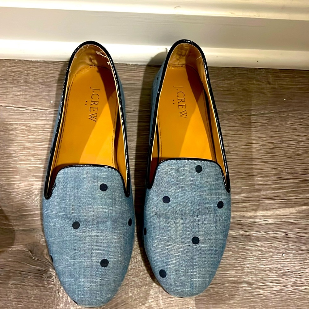 Jcrew 7 polka dot chambray loafers